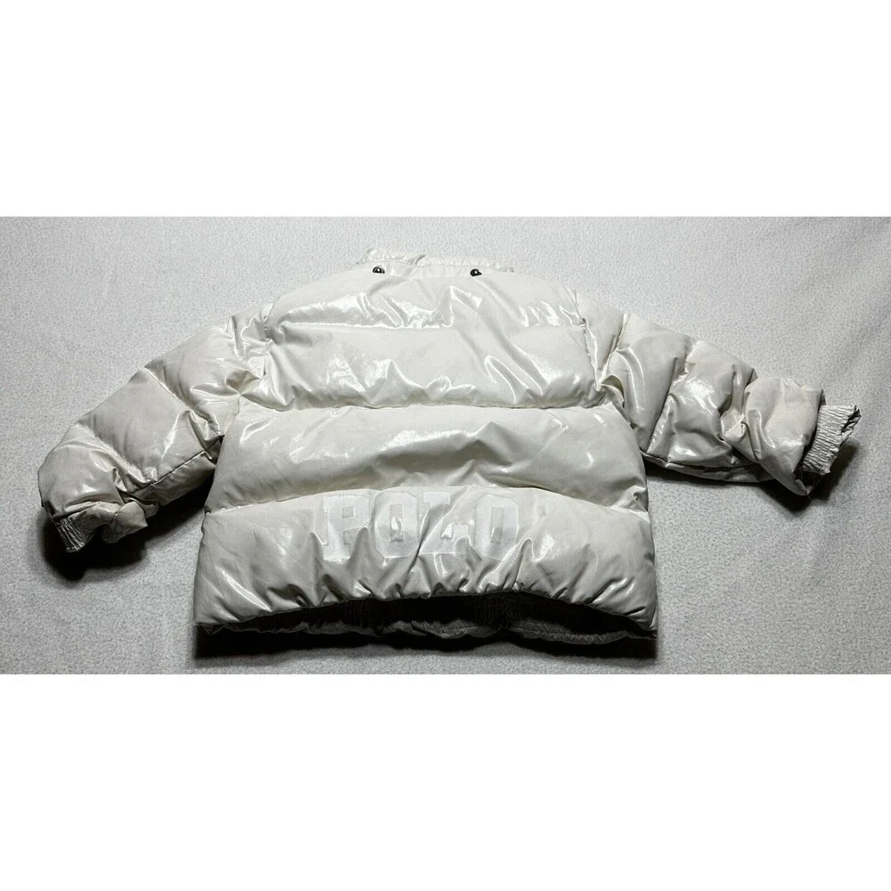 Ralph Lauren Polo Kids Puffer Jacket Size 12m Off White Duck Down Feathers *Flaw